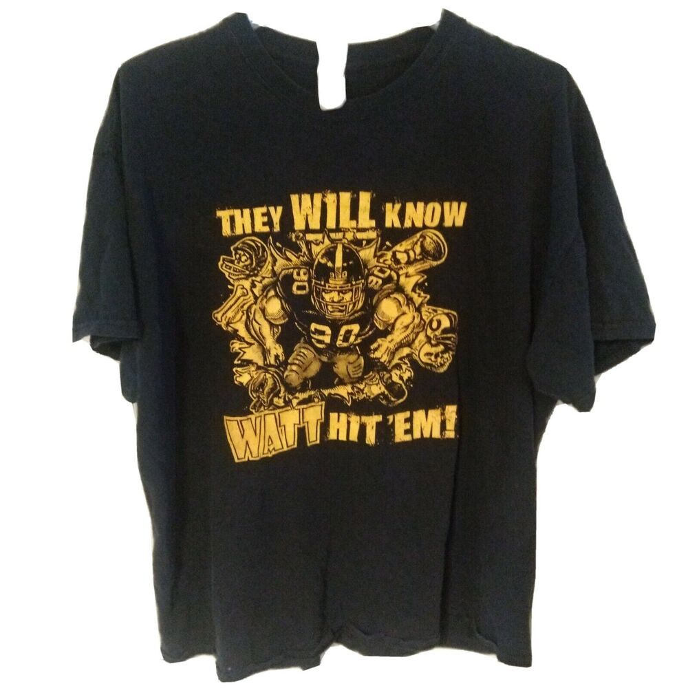 RARE VINTAGE Pittsburgh Steelers Men's Size 2XL TJ Watt T-Shirt Double Sided